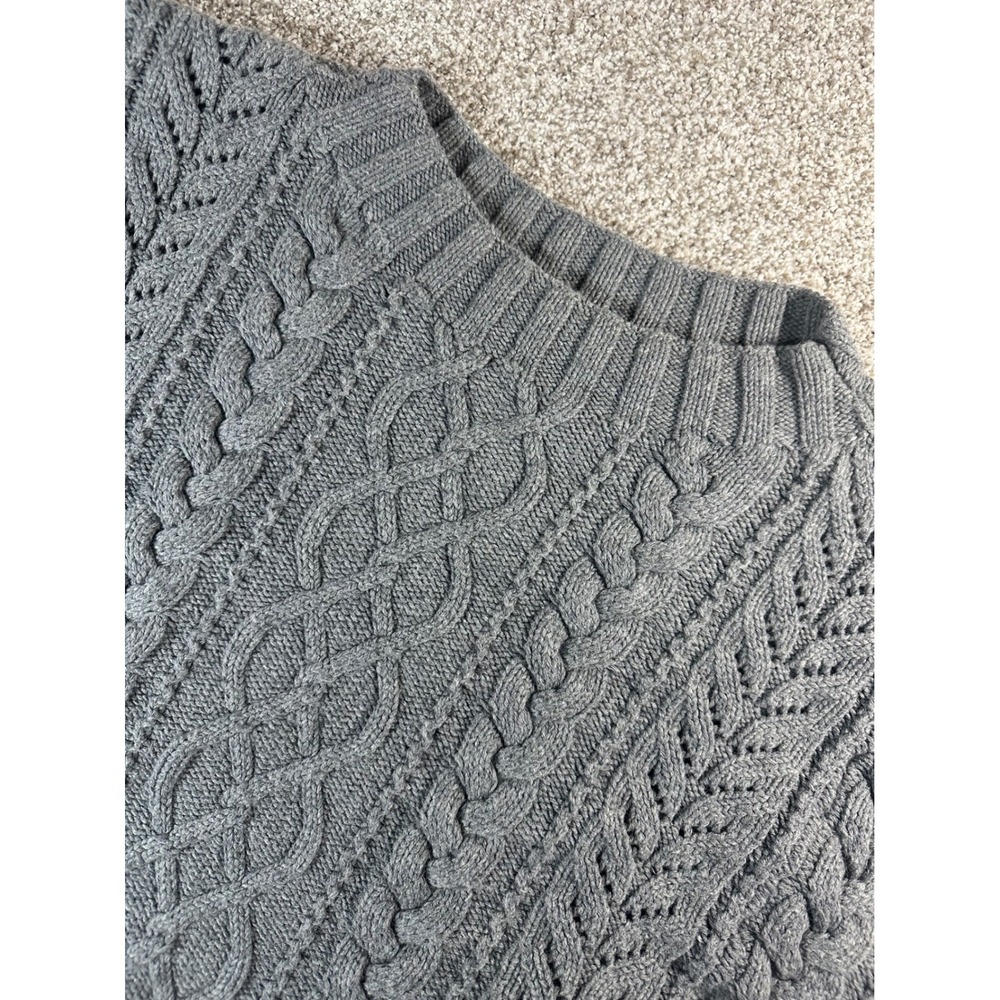 Express Grey Cable Knit Short Sleeve Batwing Sweater Wool Angora Blend Small